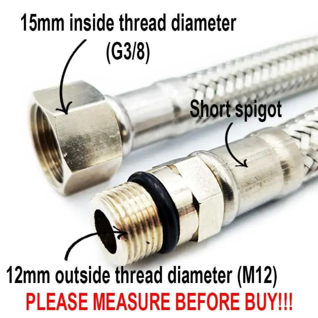 M12 12mm x 3/8 Inch Flexible Tap Connector Tap Tail Monobloc - Image 4