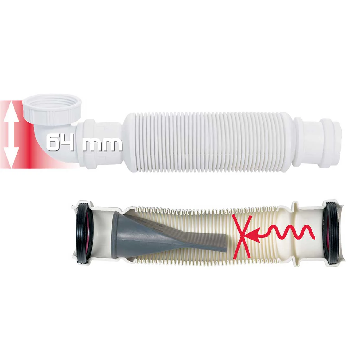 1 1/2 Space Saving Flexible Drain Sink Trap Replacement - Image 3