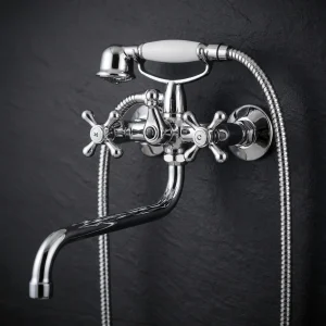 Bath Tap Filler Shower Crosshead Long Spout Wall Mounted