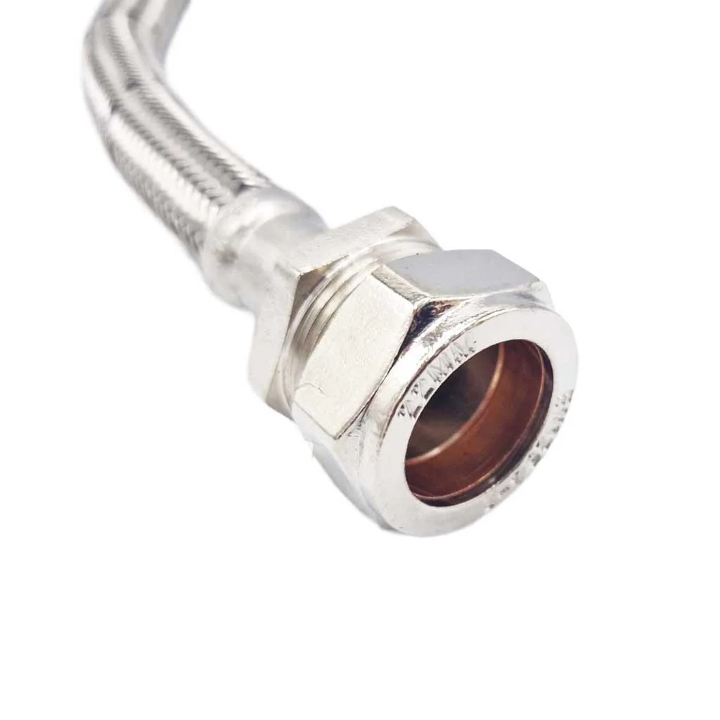 Flexible Hose Pipe Connector Tail 22mm x 3/4" Compression 300mm WRAS - Image 3